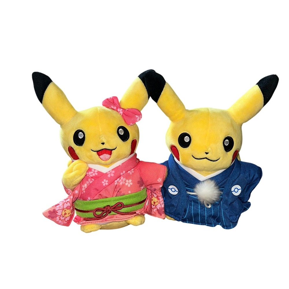 Pokemon Center 2016 Pikachu Plush Pair Kimono Hakama Japanese Traditional Set